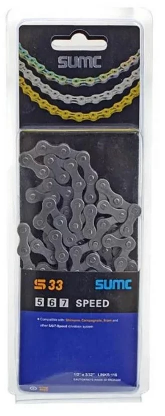 Фото Цепь Sumc S33 1/2"x3/32" на 5/6/7 ск.116 звеньев, серый ARV000083 со склада магазина СпортСЕ
