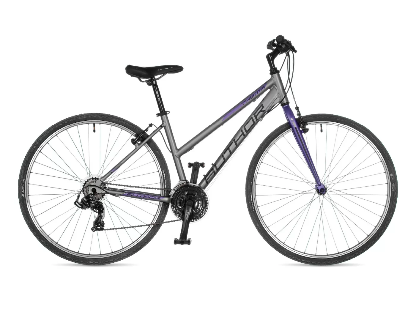 Фото Велосипед женский AUTHOR Thema 2023 Серебряно-фиолетовый со склада магазина СпортСЕ