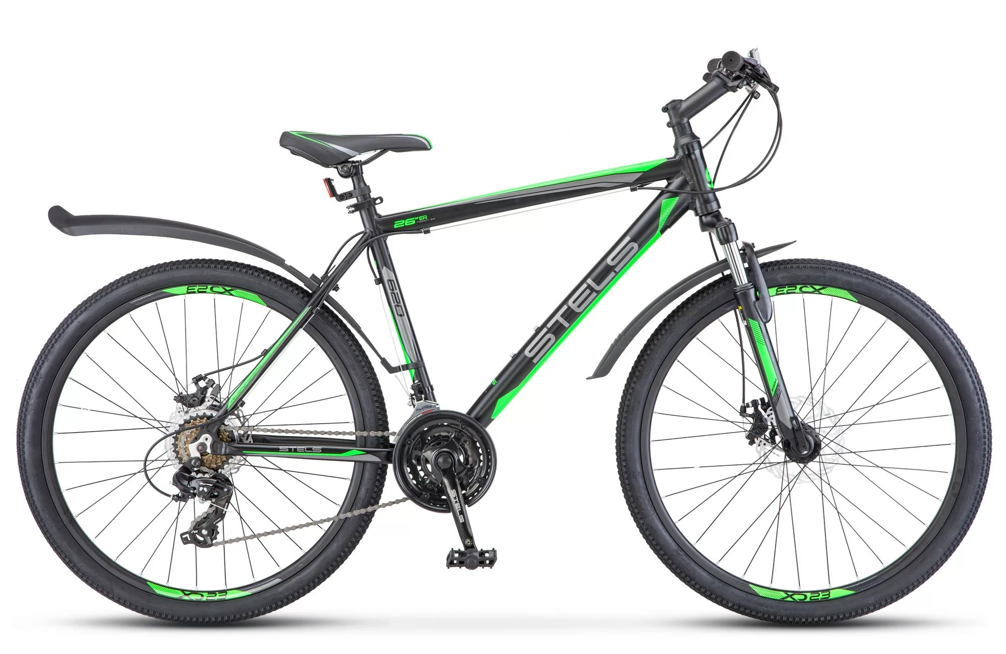 Фото Велосипед Stels Navigator-620 MD 26" черный/зеленый/антрацитовый V010 со склада магазина СпортСЕ