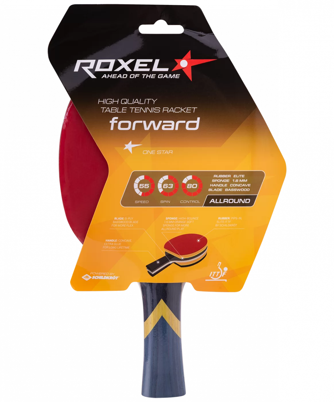Фото Ракетка для настольного тенниса Roxel 1* Forward коническая УТ-00015355 со склада магазина СпортСЕ