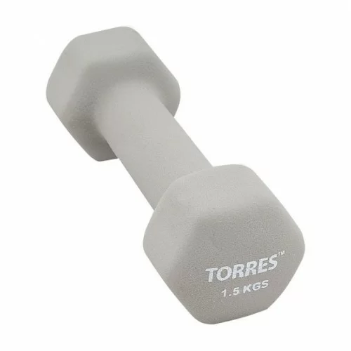 Фото Гантель неопреновая 1.5 кг Torres шестигранник серый PL550115 со склада магазина СпортСЕ