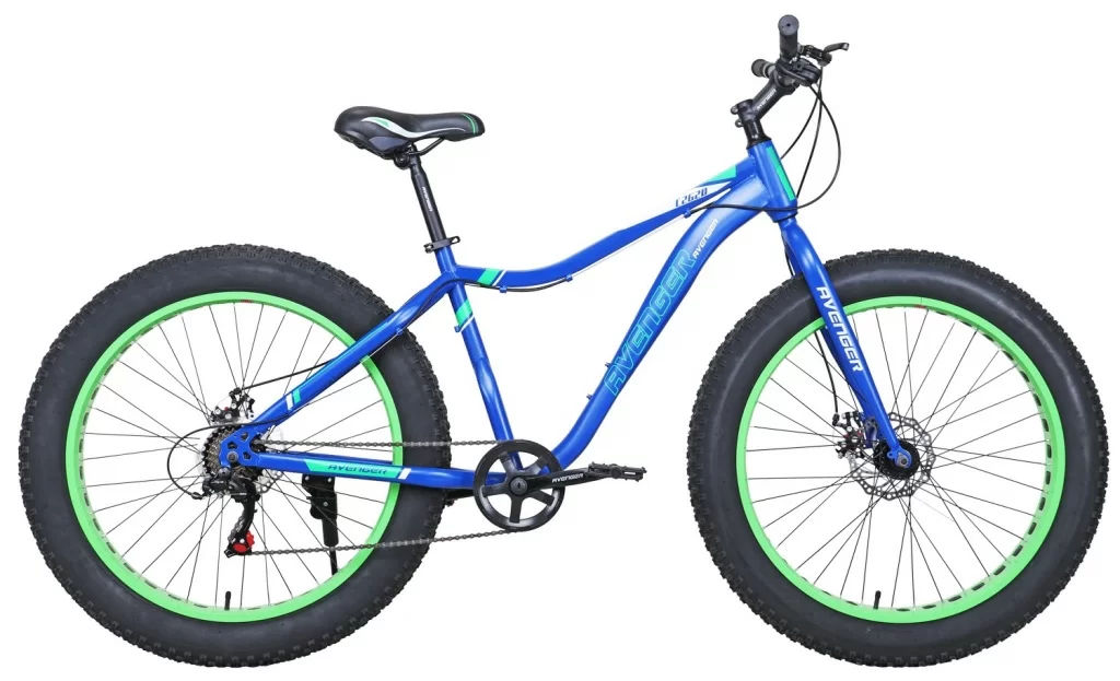Фото Велосипед 26" AVENGER FAT C262D, синий/зеленый неон, 17,5" (2021) со склада магазина СпортСЕ