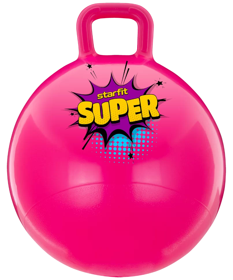 Фото Мяч-попрыгун 45 см StarFit GB-0401 Super 500 гр с ручкой розовый (антивзрыв) 16557 со склада магазина СпортСЕ