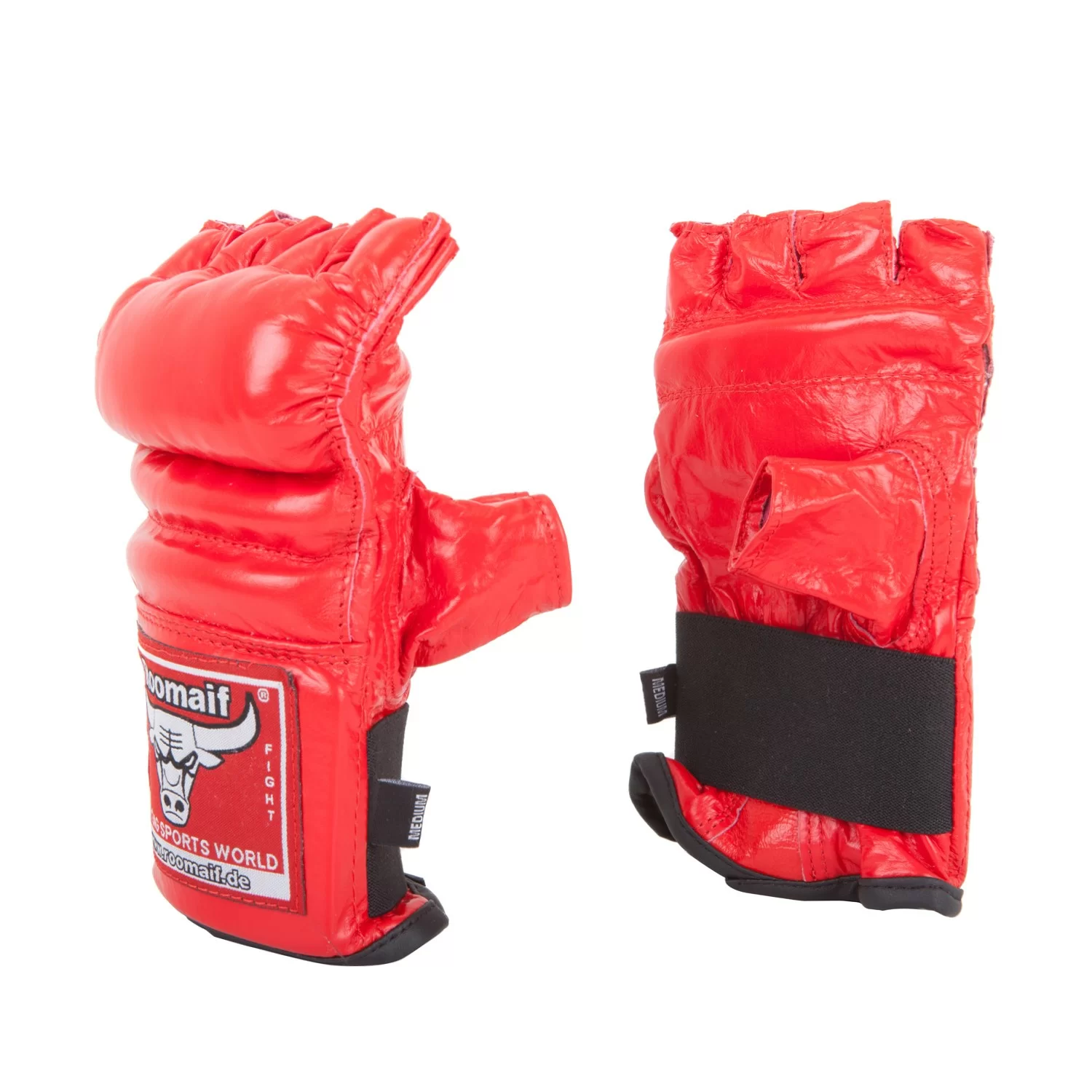 Фото Перчатки для единоборств Roomaif MMA RBM-124 кожа red со склада магазина СпортСЕ