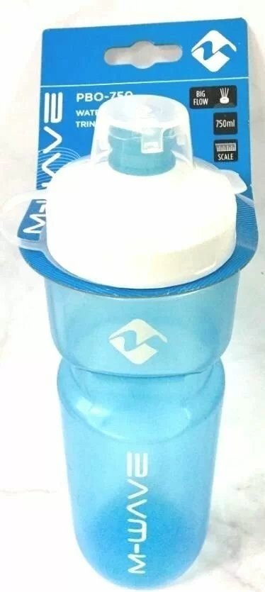 Фото Велофляга M-Wave пластиковая 0,75л с крышкой с широким соском, голубой 5-340404 со склада магазина СпортСЕ