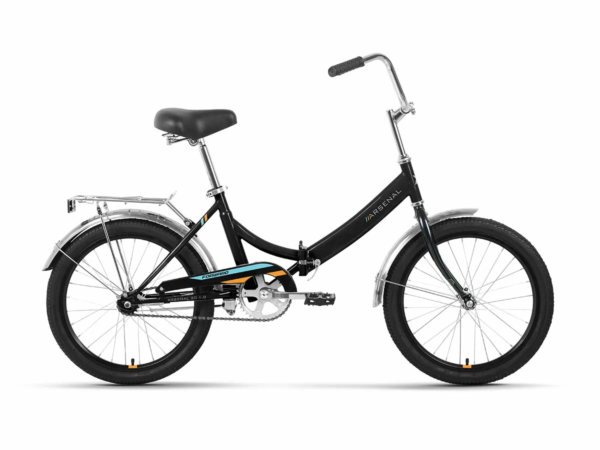 Фото Велосипед Forward Arsenal 20 1.0 скл. (2022) черный/оранжевый  RBK22FW20525 со склада магазина СпортСЕ
