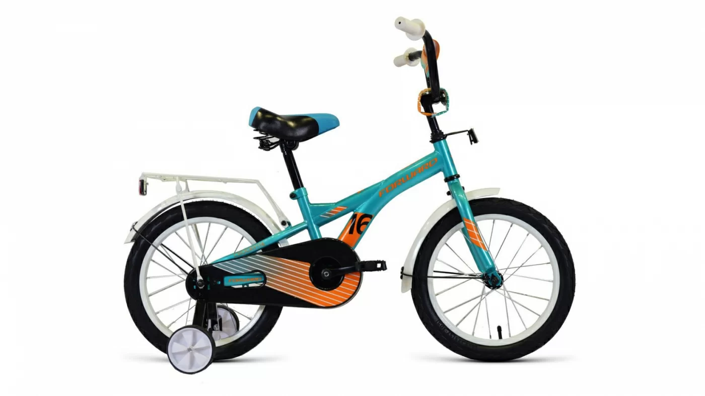 Фото Велосипед Forward Crocky 16 (2020-2021) бирюзовый/оранжевый 1BKW1K1C1017 со склада магазина СпортСЕ
