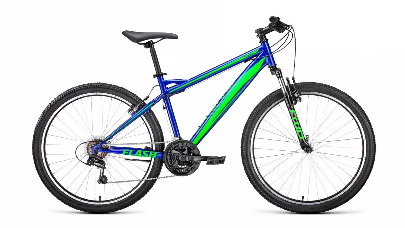 Фото Велосипед Forward Flash 26 1.0 (2022) синий/ярко-зеленый со склада магазина СпортСЕ