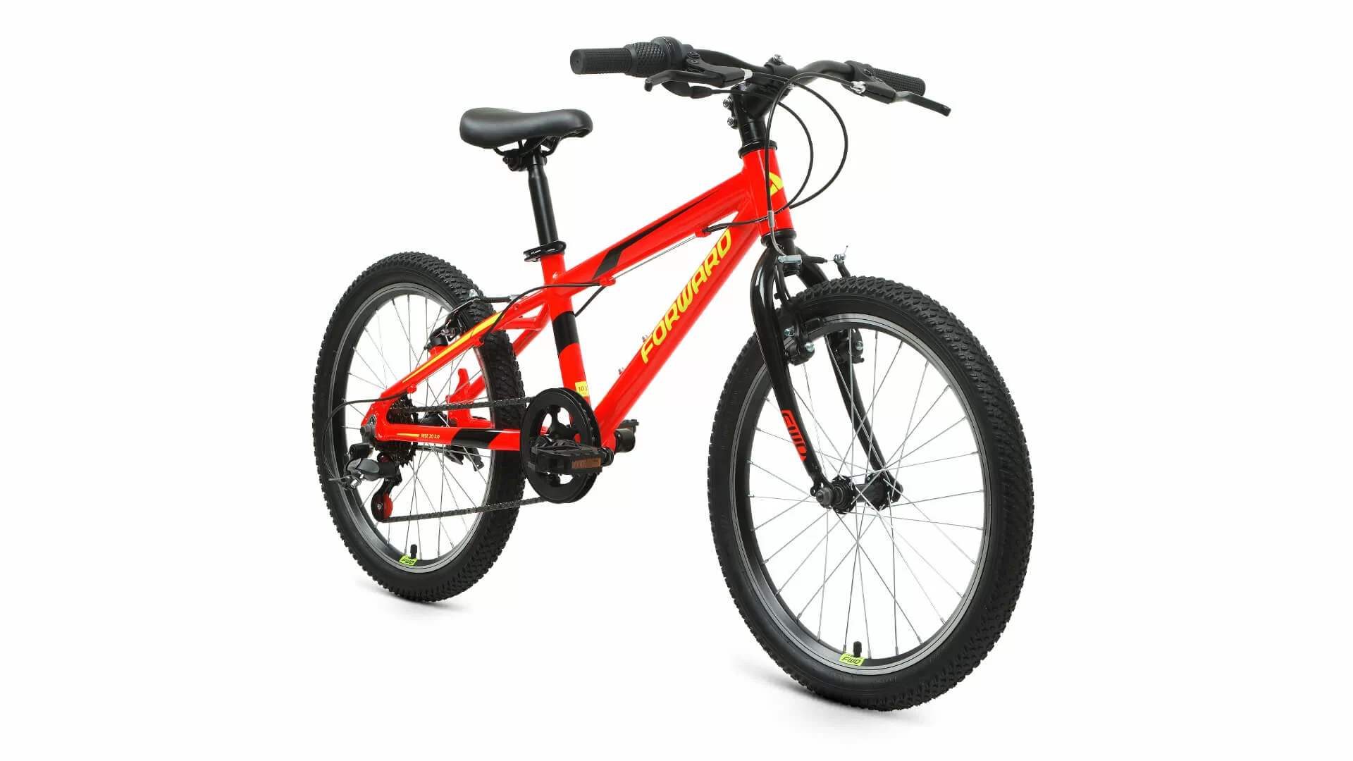 Фото Велосипед Forward Rise 20 2.0 (2022) красный/ярко-желтый RBK22FW20792 со склада магазина СпортСЕ