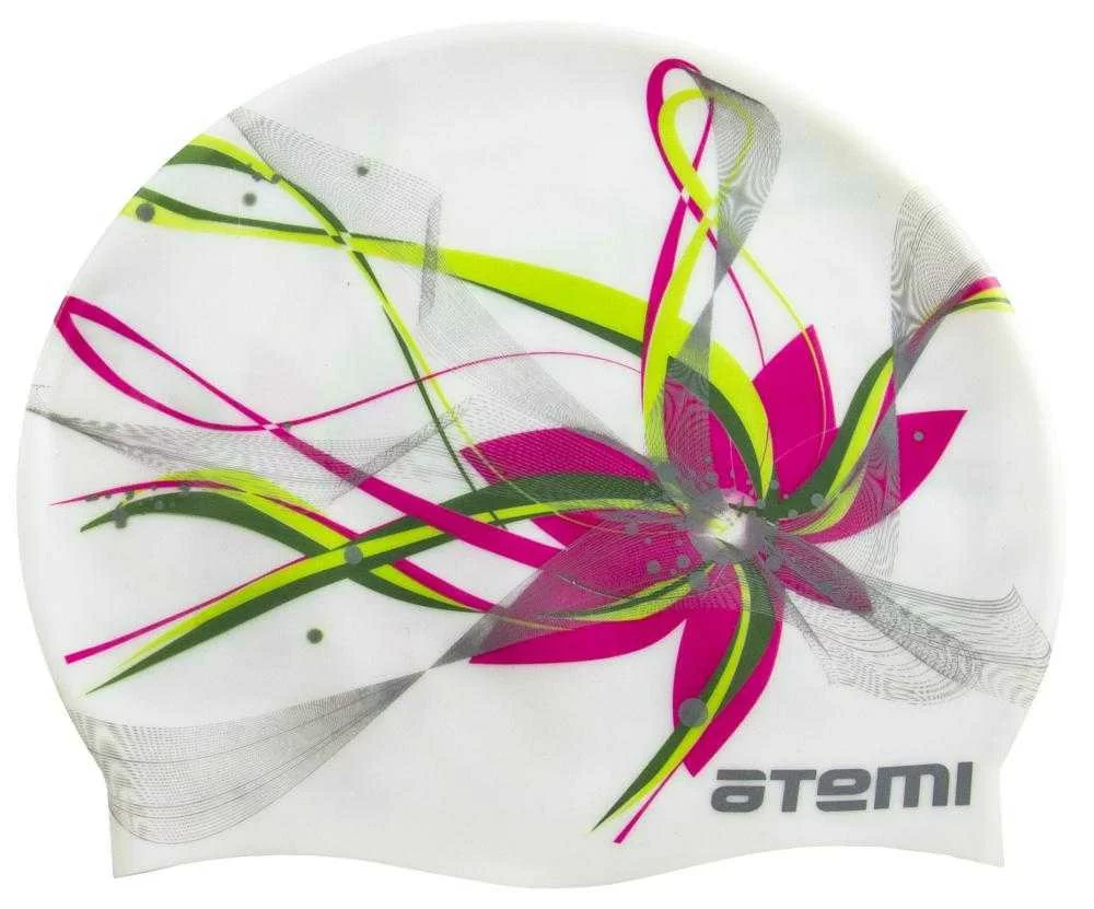 Фото Шапочка для плавания Atemi PSC414 силикон белая цветок со склада магазина СпортСЕ