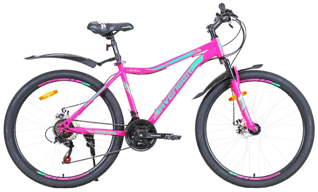 Фото Велосипед 26" AVENGER C263DW, фиолетовый/зеленый, 17,5" со склада магазина СпортСЕ