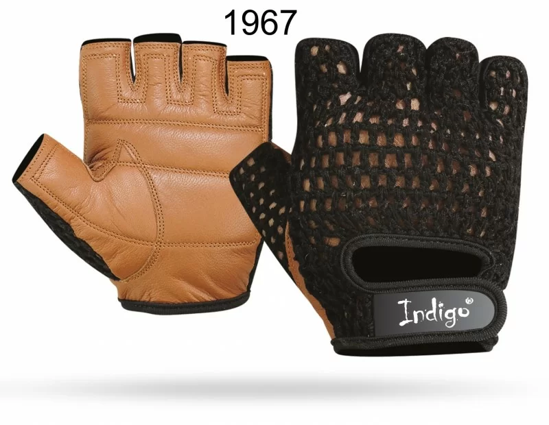Фото Перчатки Indigo кожа+сетка черно-коричневые SB-16-1967 со склада магазина СпортСЕ