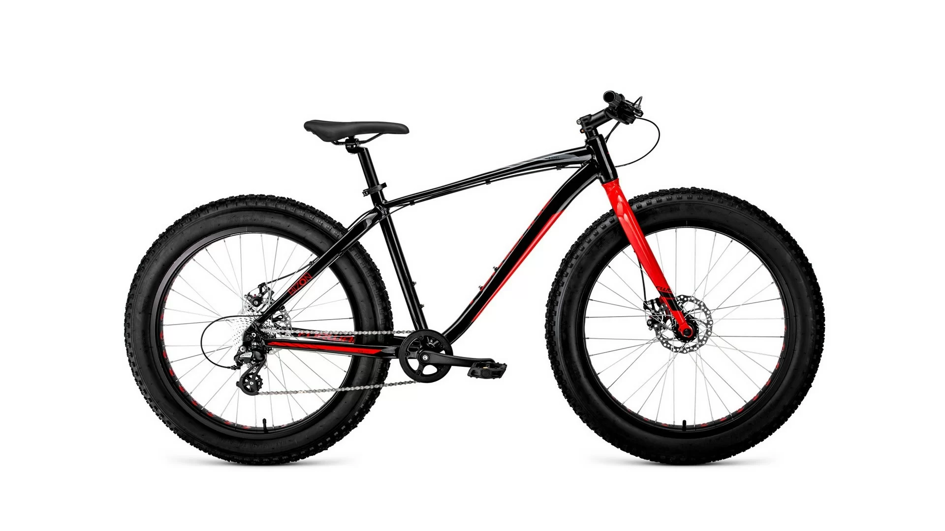 Фото Велосипед Forward Bizon 26 (2020) черный/красный RBKW0W66P003 со склада магазина СпортСЕ