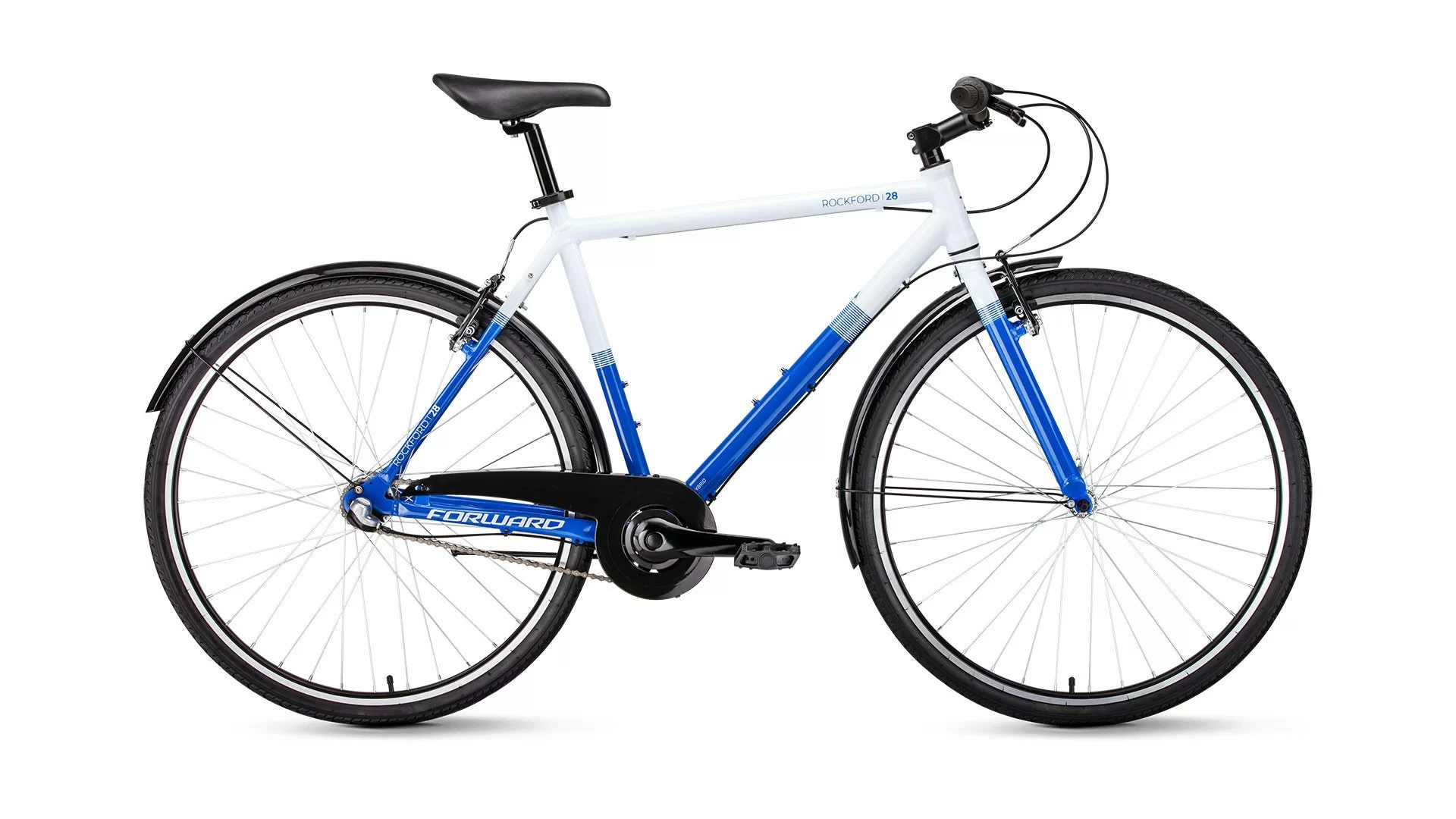 Фото Велосипед Forward Rockford 28 (3ск 540мм) (2019) белый/синий со склада магазина СпортСЕ