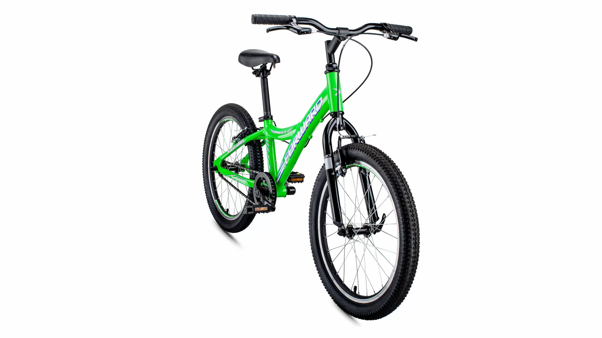 Фото Велосипед Forward Comanche 20 1.0 (2021) ярко-зеленый/белый со склада магазина СпортСЕ