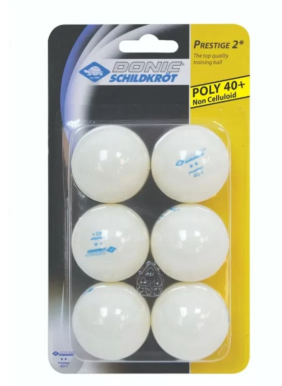 Фото Мяч для настольного тенниса Donic-Schildkröt 2* Prestige белый 6шт УТ-00015342 со склада магазина СпортСЕ