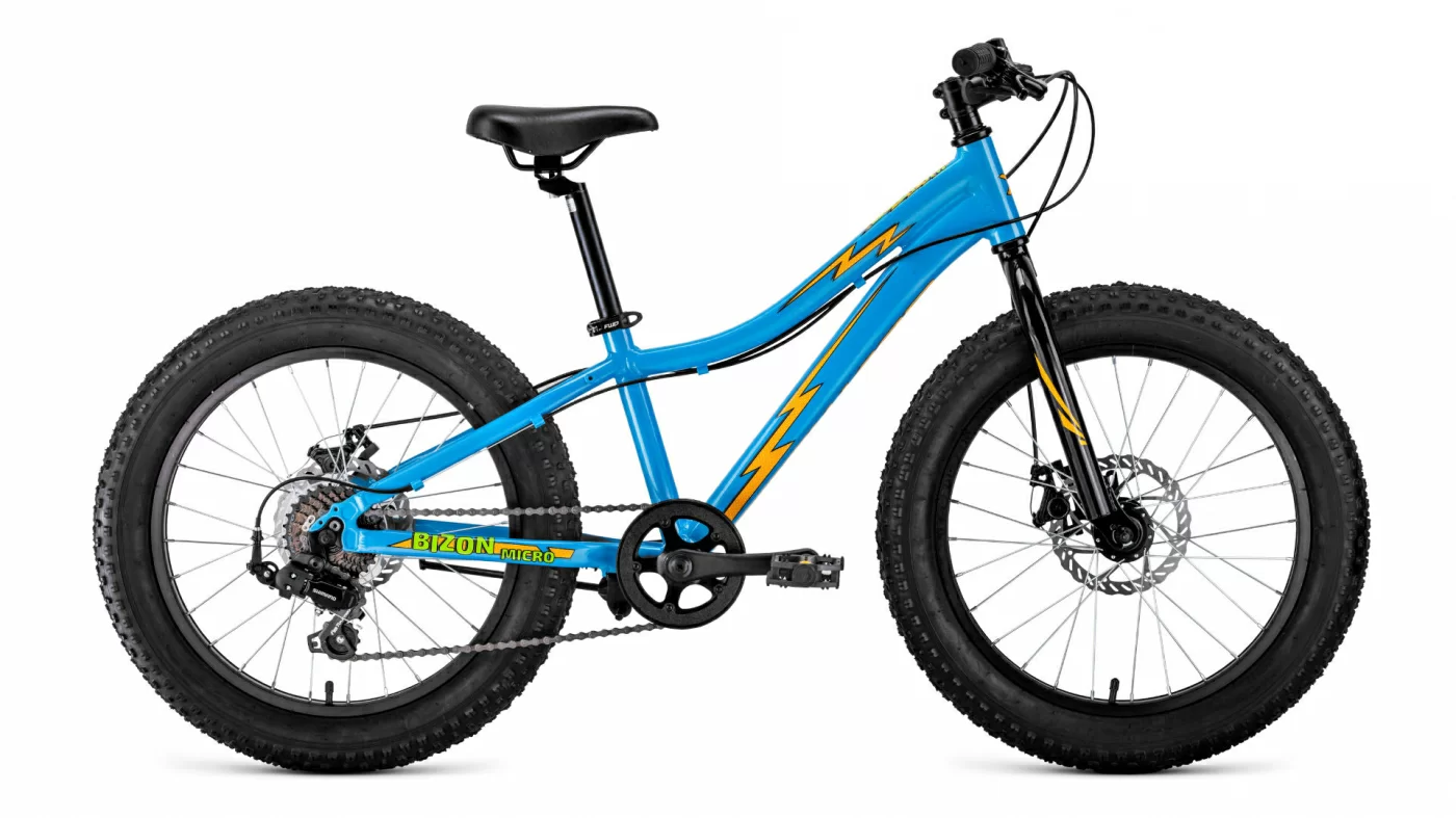 Фото Велосипед Forward Bizon Micro 20 (2021) голубой/оранжевый RBKW1Q307003 со склада магазина СпортСЕ