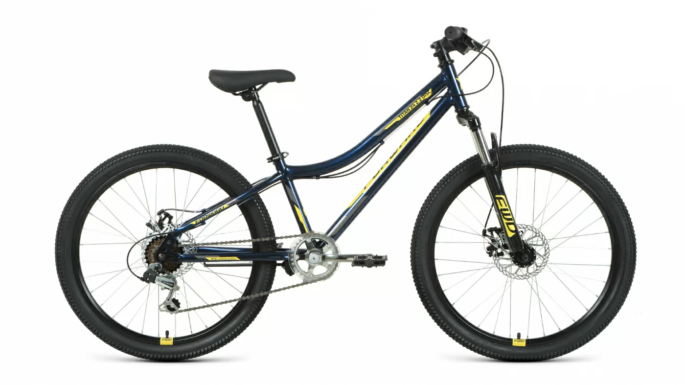 Фото Велосипед Forward Titan 24 2.0 D (2022) темно-синий/золотой RBK22FW24024 со склада магазина СпортСЕ