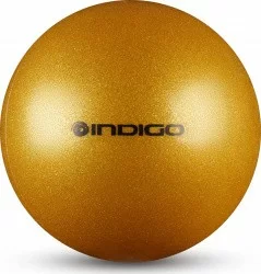Мяч для художественной гимнастики 15 см 300 г Indigo металлик золотой с блестками IN119