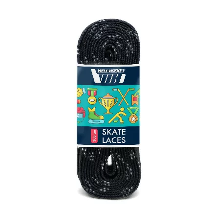 Фото Шнурки хоккейные 180см без пропитки Well Hockey Hockey Skate Laces black 2324 со склада магазина СпортСЕ