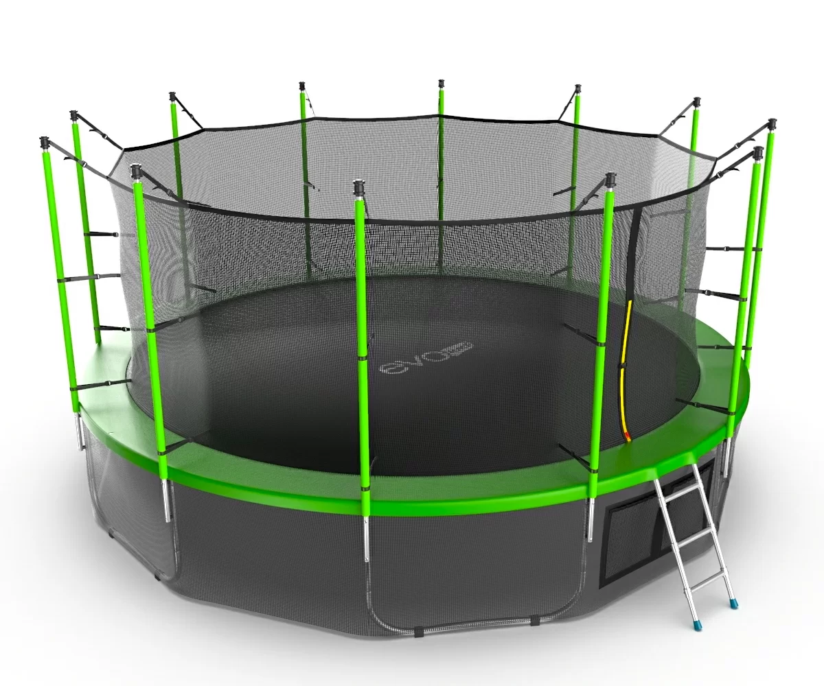 Фото EVO JUMP Internal 16ft (Green) + Lower net. Батут с внутренней сеткой и лестницей, диаметр 16ft (зеленый) + нижняя сеть со склада магазина СпортСЕ