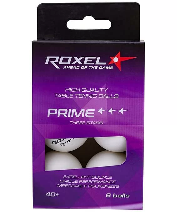 Фото Мяч для настольного тенниса Roxel 3* Prime белый 6шт УТ-00015364 со склада магазина СпортСЕ