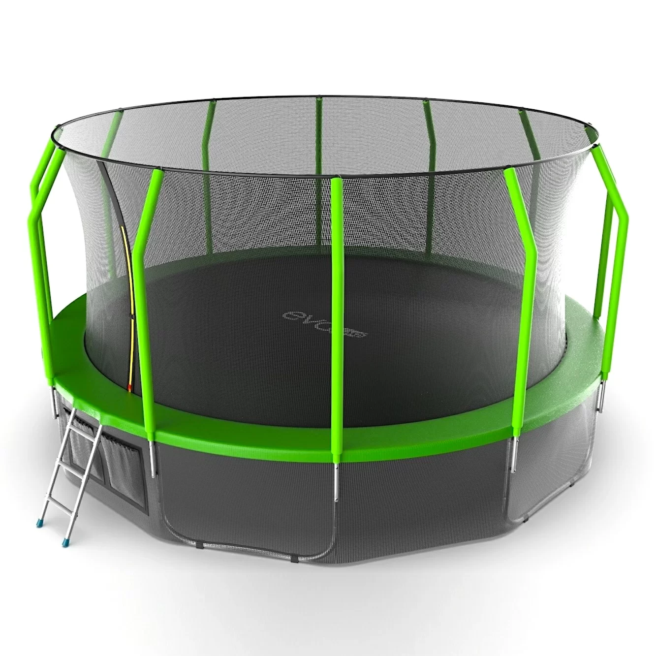 Фото EVO JUMP Cosmo 16ft (Green) + Lower net. Батут с внутренней сеткой и лестницей, диаметр 16ft (зеленый) + нижняя сеть со склада магазина СпортСЕ