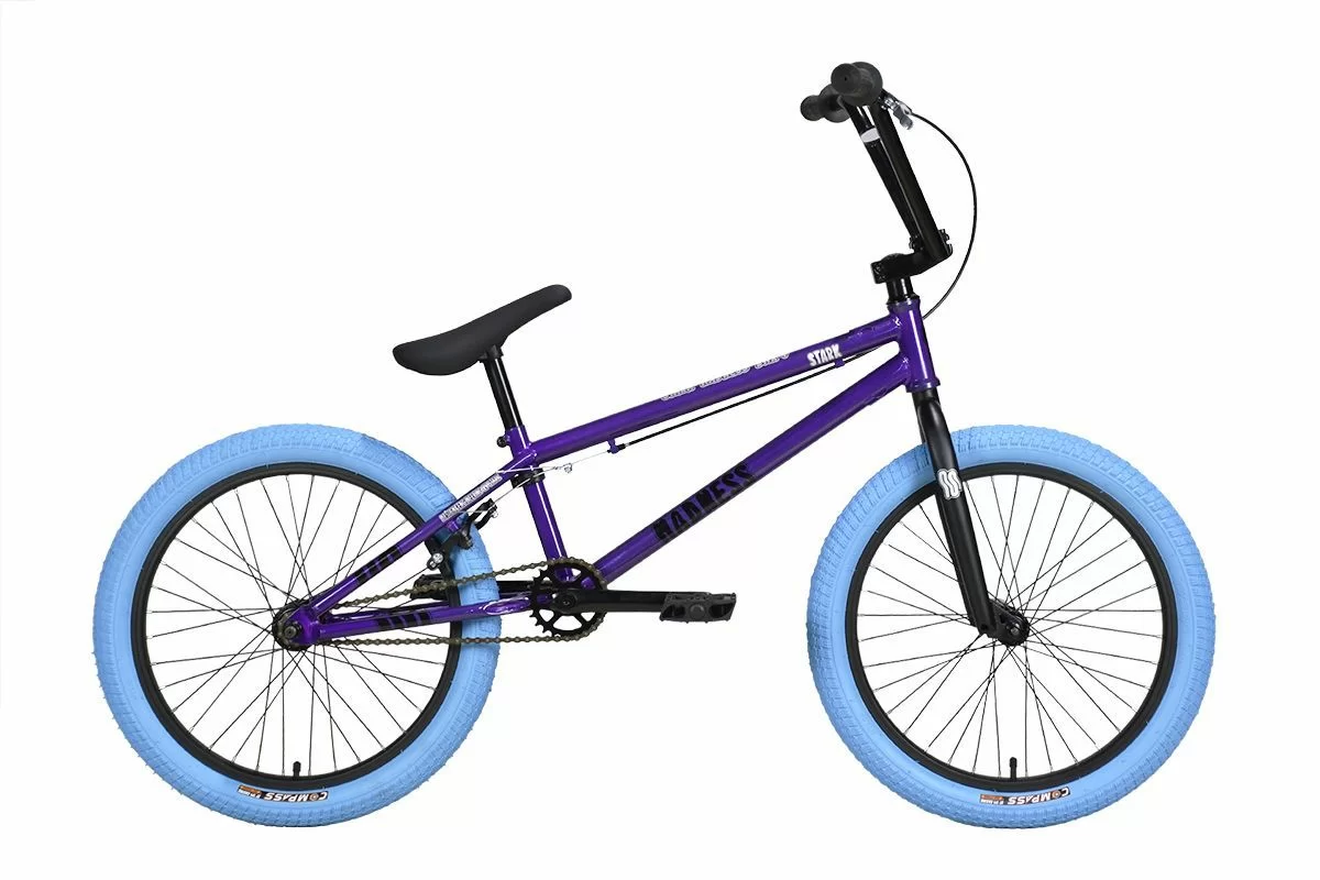 Фото Велосипед Stark Madness BMX 4 (2024) серо-фиолетовый/черный/синий со склада магазина СпортСЕ
