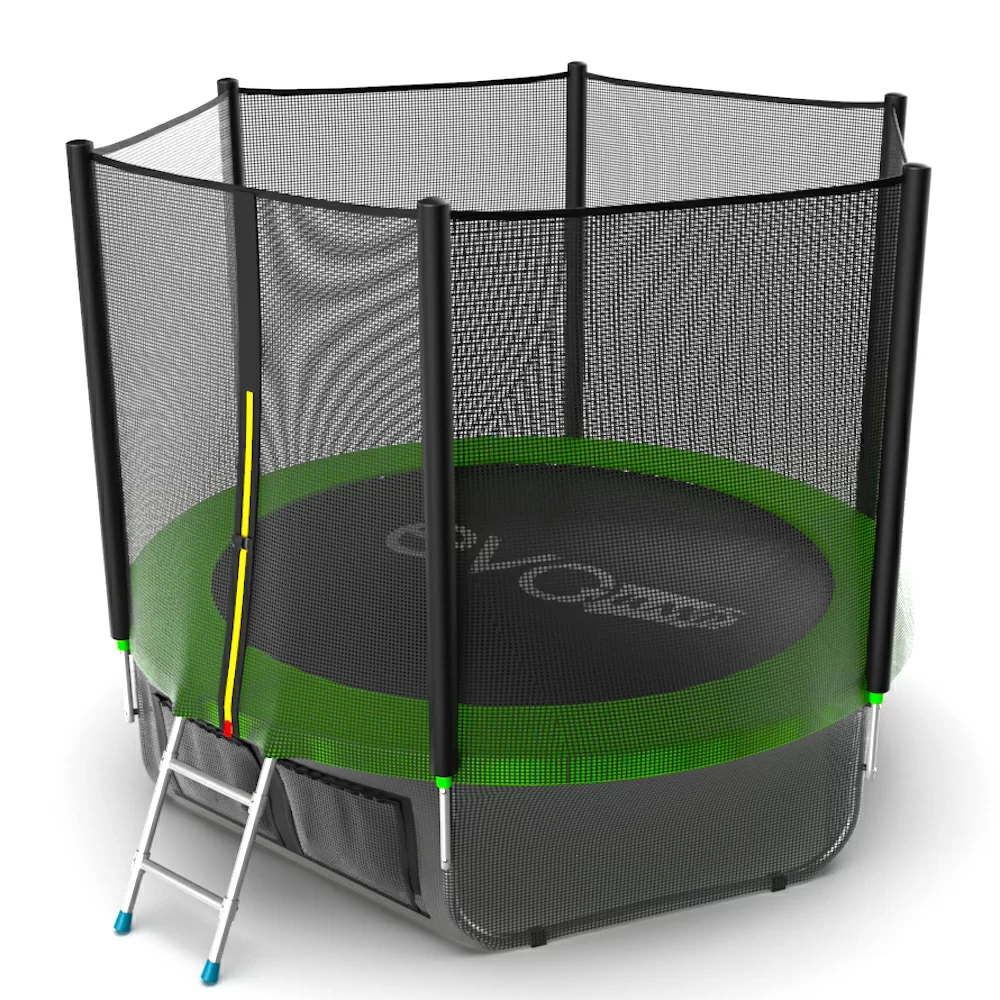 Фото EVO JUMP External 8ft (Green) + Lower net. Батут с внешней сеткой и лестницей, диаметр 8ft (зеленый) + нижняя сеть со склада магазина СпортСЕ