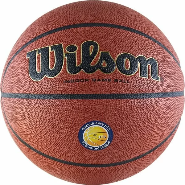 Фото Мяч баскетбольный Wilson Solution VTB24 №7 FIBA Appr, микрофибра коричневый WTP000265 со склада магазина СпортСЕ