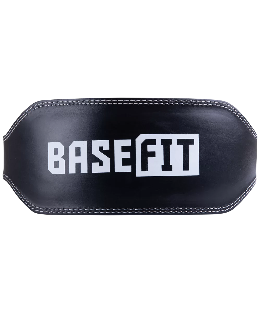 Фото Пояс тяжелоатлетический Basefit SU-303, 6 дюймов, пресс-кожа, черный со склада магазина СпортСЕ