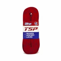 Шнурки хоккейные 213см с пропиткой TSP Hockey Laces Waxed red 2140