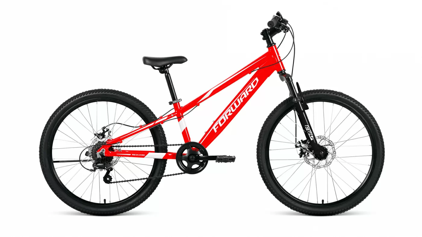 Фото Велосипед Forward Rise 24 2.0 disc (2021) красный/белый RBKW1J347010 со склада магазина СпортСЕ