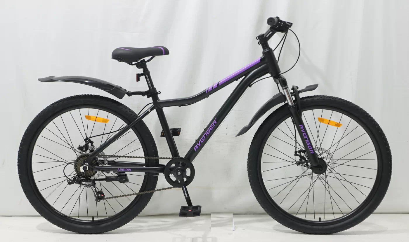 Фото Велосипед 26" AVENGER A261DW, черный/фиолетовый (2024) со склада магазина СпортСЕ