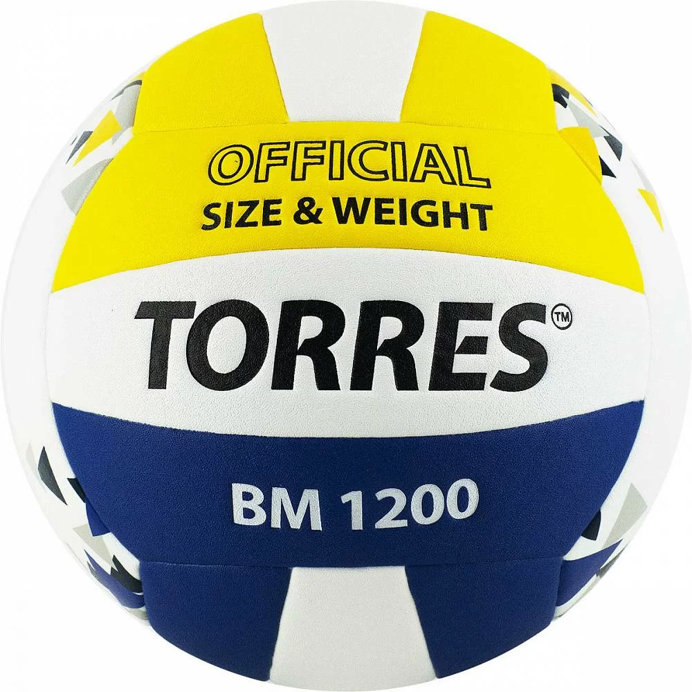 Фото Мяч волейбольный Torres BM1200 р.5 синт.кожа клееный  бел-син-желт V42035 со склада магазина СпортСЕ