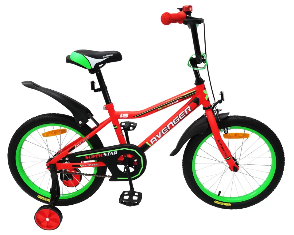 Фото Велосипед 14" AVENGER SUPER STAR, красный/черный со склада магазина СпортСЕ