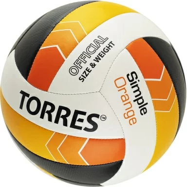 Фото Мяч волейбольный Torres Simple р.5 синт.кожа (ТПУ) бел-чер-оранж Orange V32125 со склада магазина СпортСЕ