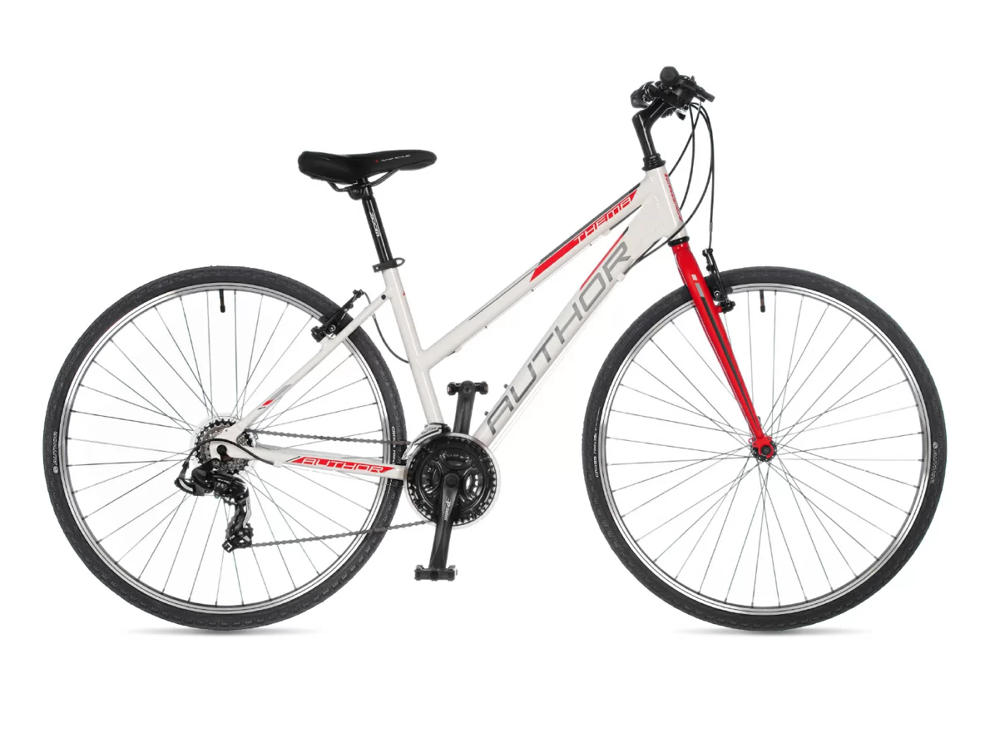 Фото Велосипед женский AUTHOR Thema 2023 Бело-красный со склада магазина СпортСЕ