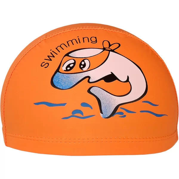 Фото Шапочка для плавания E41275 детская ПУ Дельфин оранжевая 10021839 со склада магазина СпортСЕ