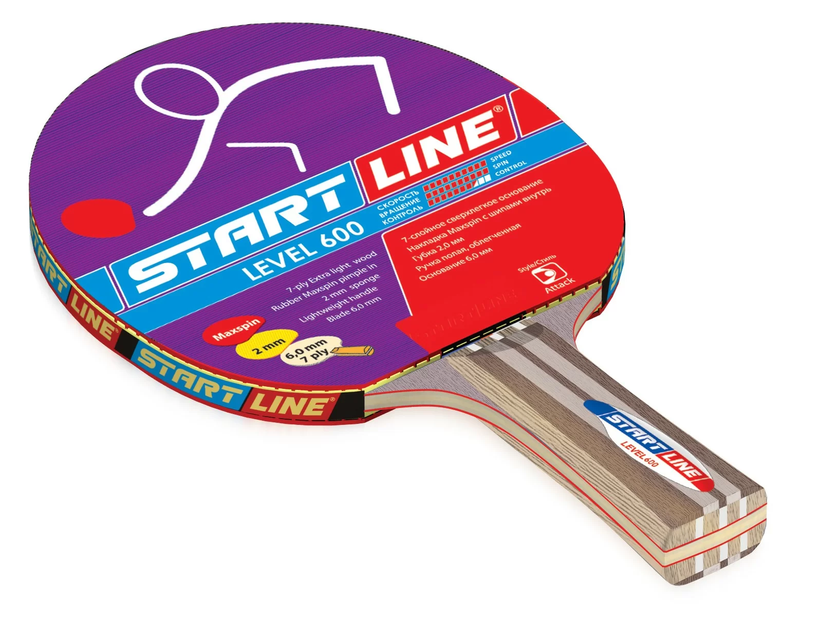 Фото Ракетка для настольного тенниса Start Line Level 600 (прямая) 60-713 со склада магазина СпортСЕ