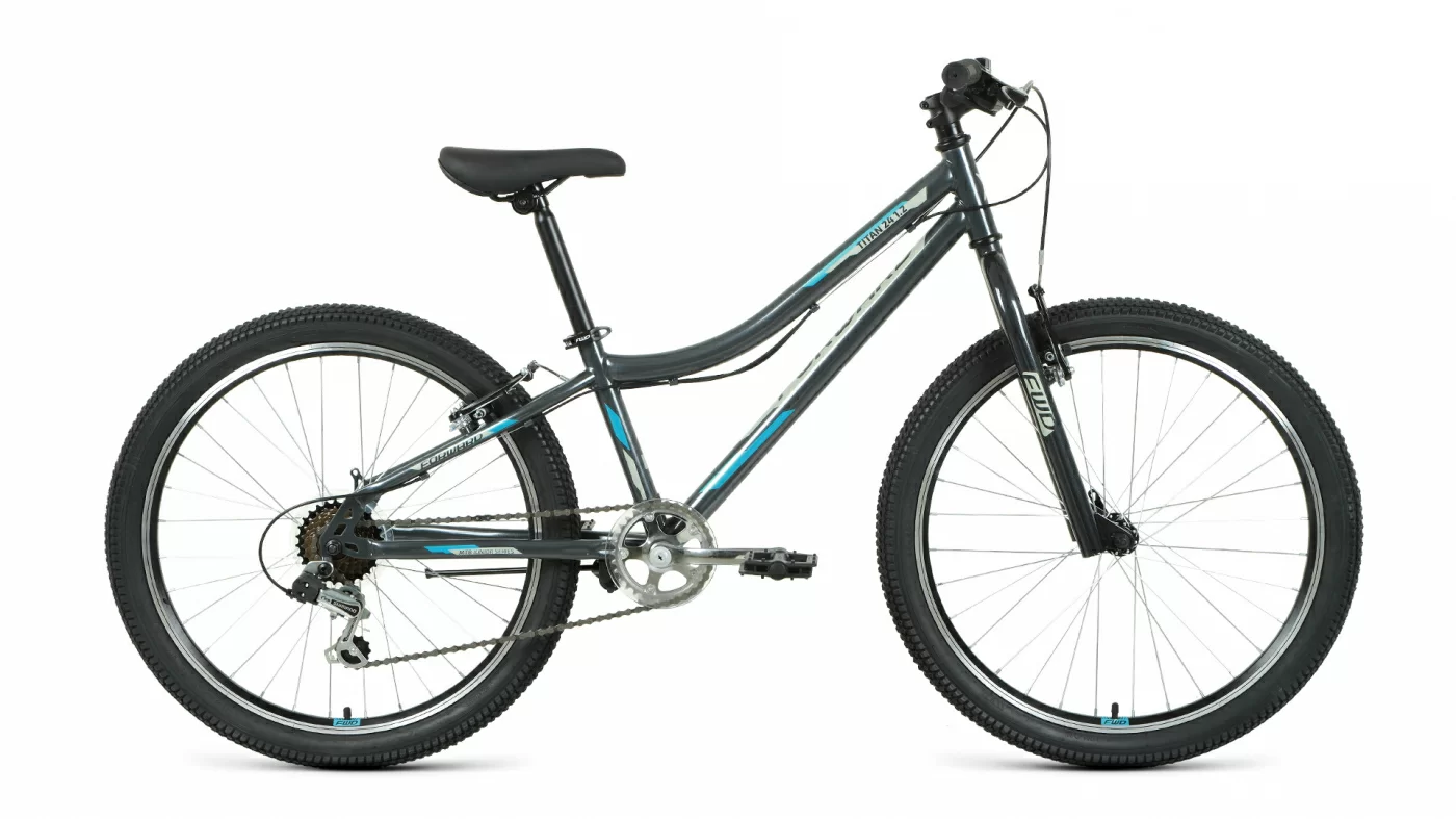 Фото Велосипед Forward Titan 24 1.0 (2022) темно-серый/бирюзовый RBK22FW24018 со склада магазина СпортСЕ