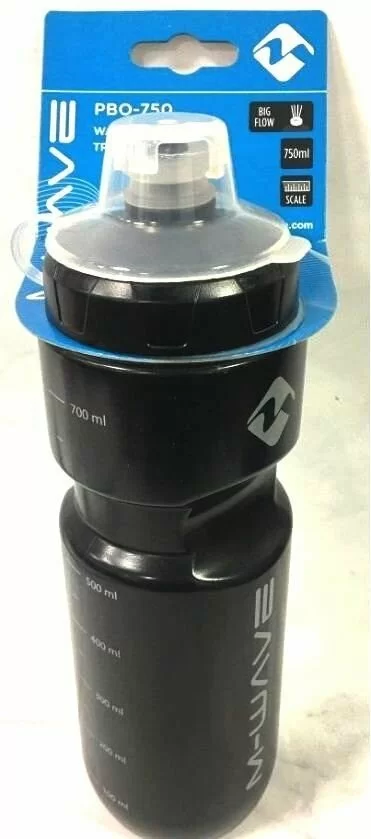 Фото Велофляга M-Wave пластиковая 0,75л с крышкой с широким соском, черный 5-340400 со склада магазина СпортСЕ