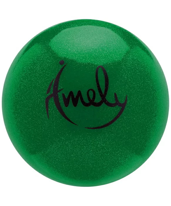 Фото Мяч для художественной гимнастики 15 см Amely AGB-203 с насыщенными блестками зеленый 18195 со склада магазина СпортСЕ