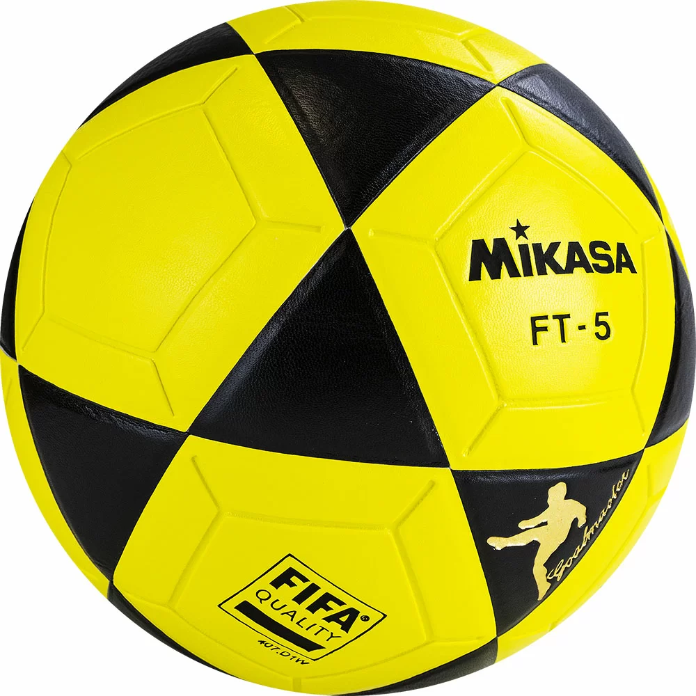 Фото Мяч футбольный Mikasa FT5 FQ-BKY №5 FIFA Quality ПУ 32 пан. термосш. желто-черный со склада магазина СпортСЕ