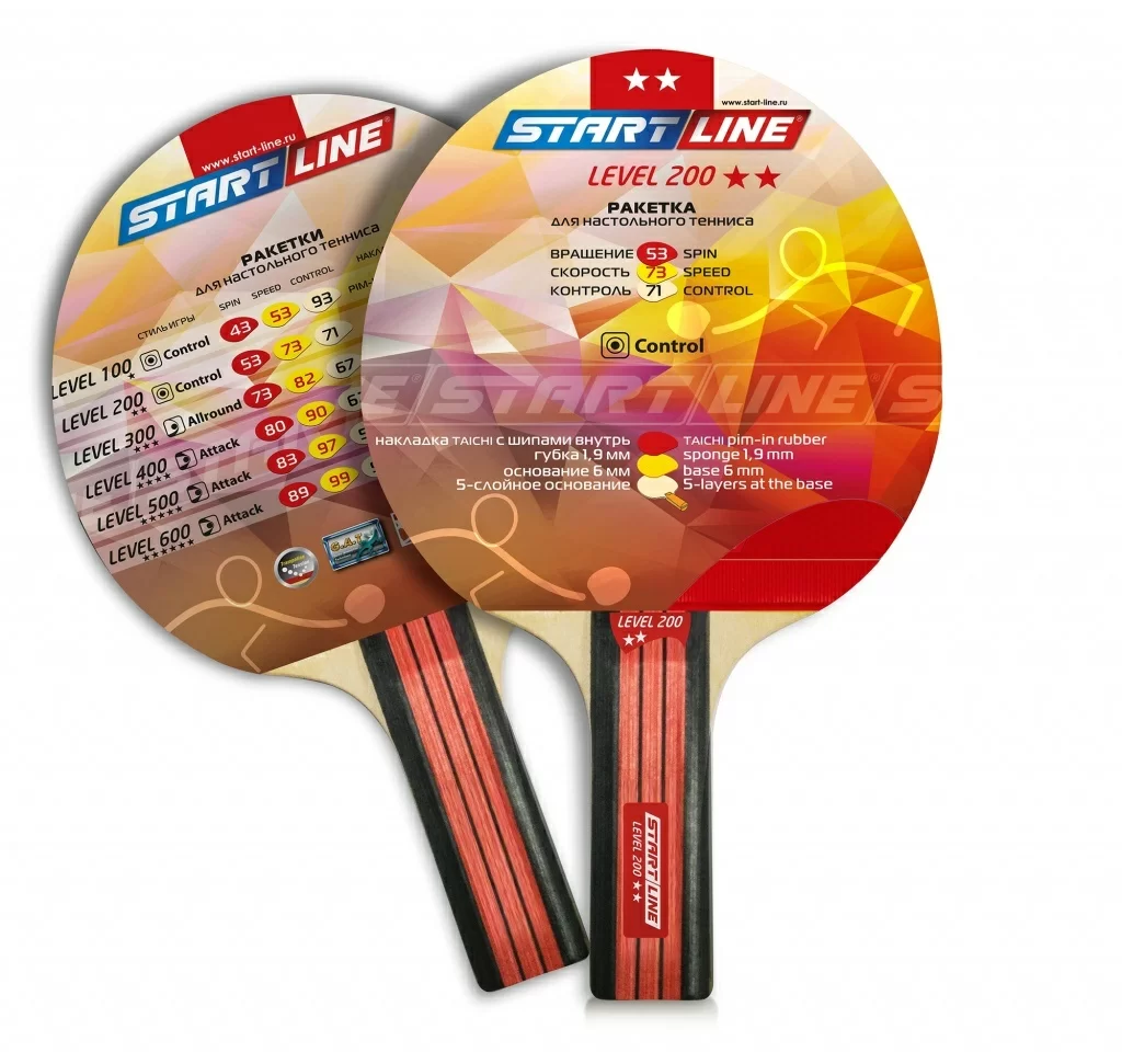 Фото Ракетка для настольного тенниса Start line Level 200 New (прямая) 12306 со склада магазина СпортСЕ