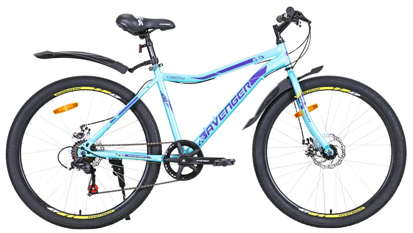 Фото Велосипед 26" AVENGER C260DW, зеленый/фиолетовый, 17,5" (2021) со склада магазина СпортСЕ