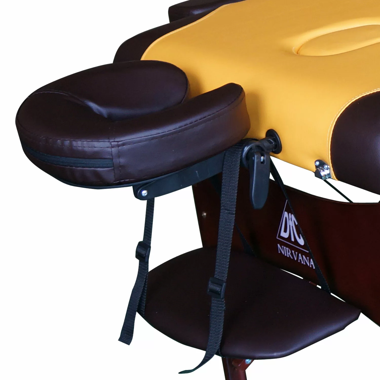 Фото Массажный стол DFC NIRVANA, Relax, дерев. коричн.ножки, цвет горчичный с коричневым со склада магазина СпортСЕ