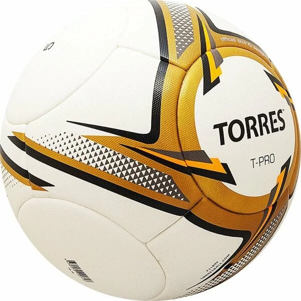 Фото Мяч футбольный Torres T-Pro №5 14 панел. PU бело-золот F31899 со склада магазина СпортСЕ