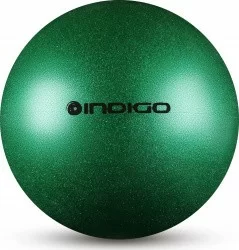 Мяч для художественной гимнастики 15 см 300 г Indigo металлик зеленый с блетками IN119