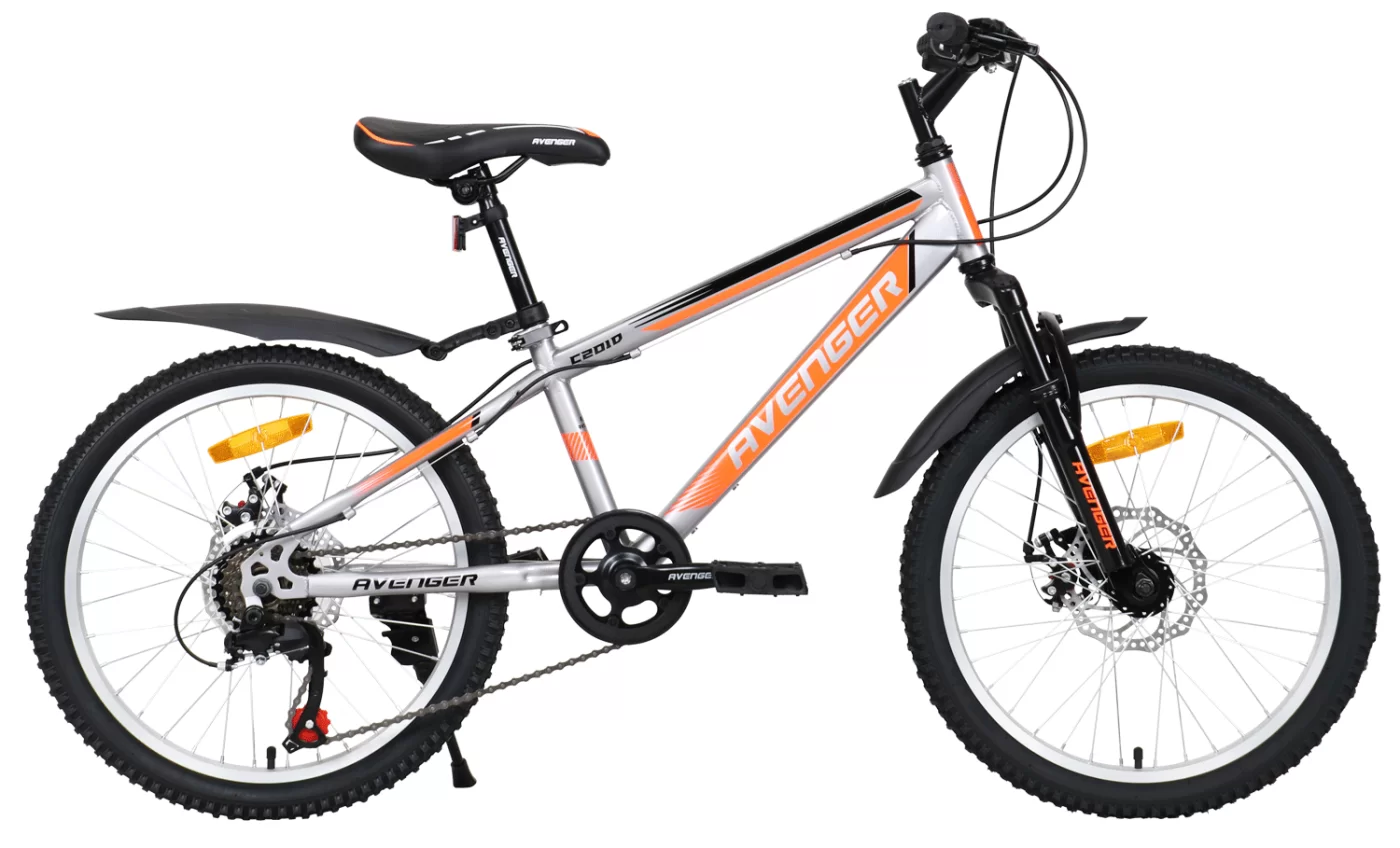 Фото Велосипед 20" AVENGER C201D, серый/оранжевый неон, 11" со склада магазина СпортСЕ